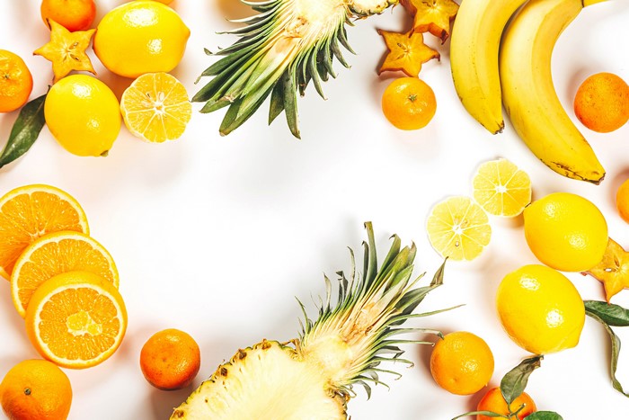4K Fruit Assortment: Lemons, Pineapples, Bananas, Mandarines, Oranges