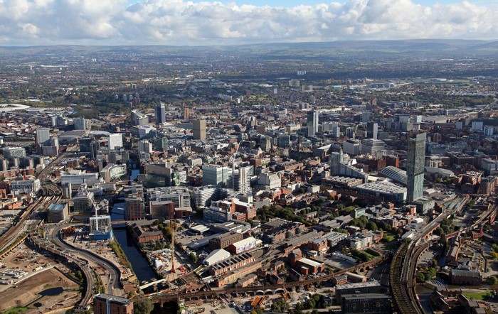 Aerial view of Manchester, England