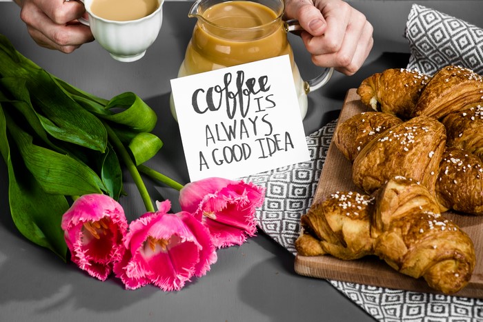 Coffee, Croissants, and Tulips