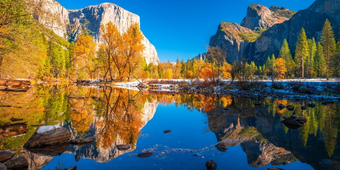 Yosemite National Park in Autumn with Mountain Reflection
