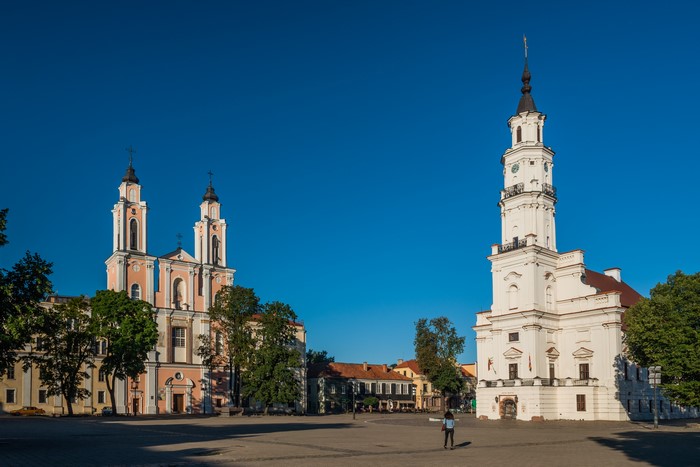 Kaunas Town Hall and Jesuit Church in Lithuania