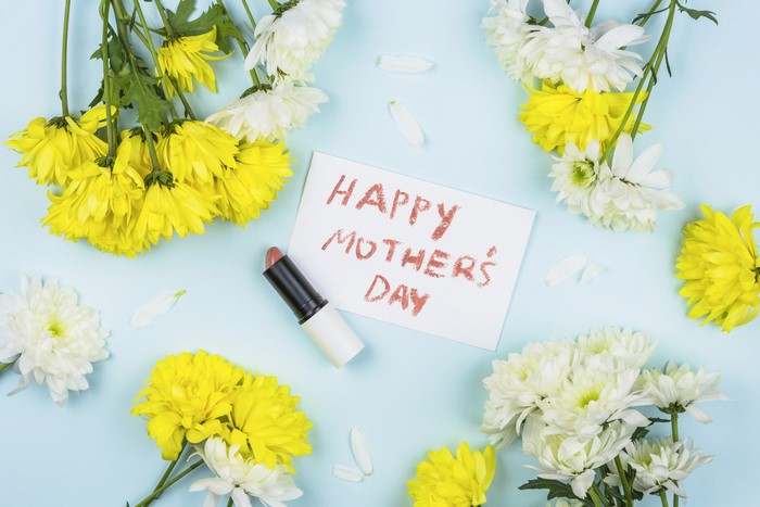 4K Chrysanthemums, Lipstick, Mother's Day Card