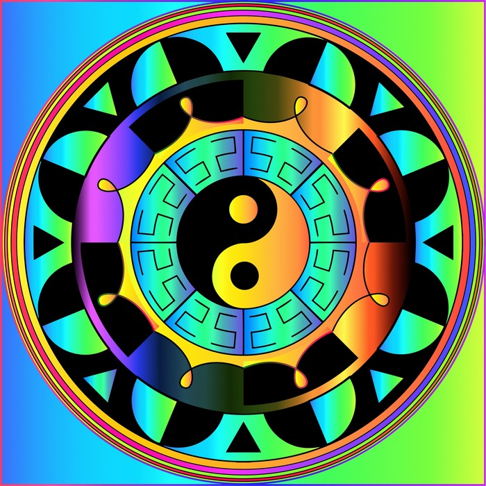 Yin-Yang Mandala with Geometric Patterns