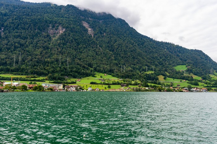 Lake Zug with Arth village and mountains, Switzerland