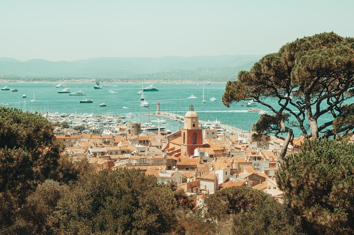 4K Saint-Tropez Coast with Harbor and Ships