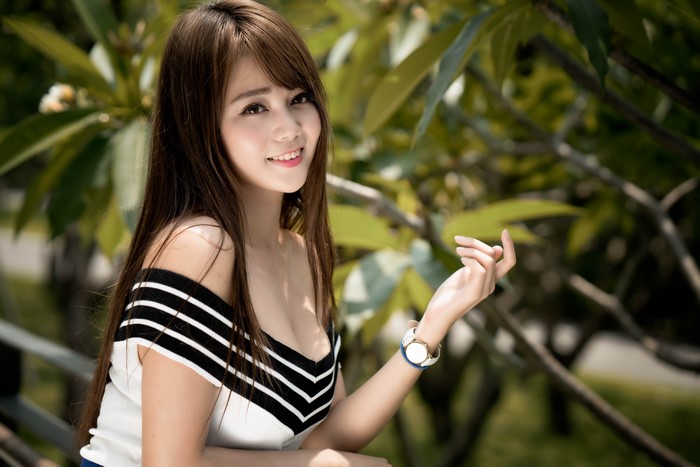 4K Asian Woman Smiling with Watch