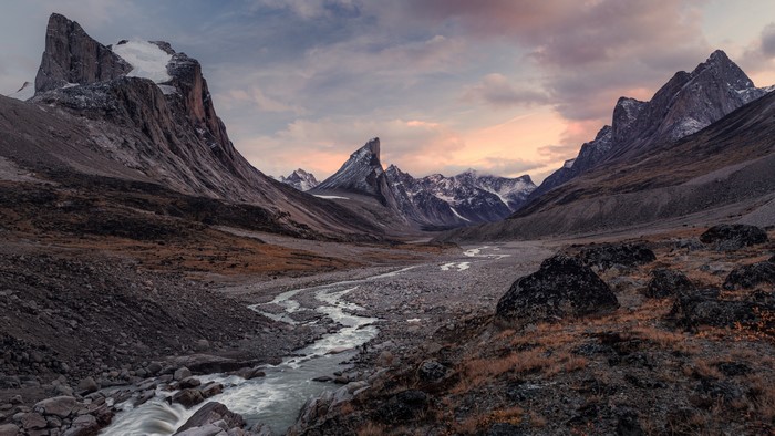 Auyuittuq National Park, Canada Mountains and Stream