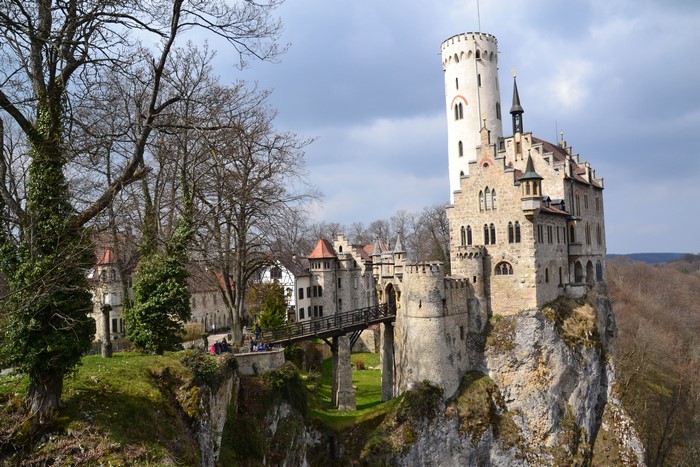 Lichtenstein Castle Germany with Bridge and Trees