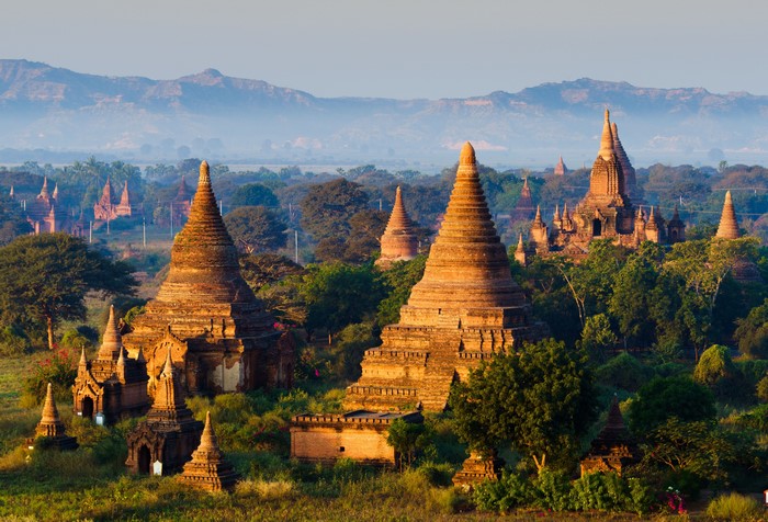 Bagan Temples in Myanmar with Fog
