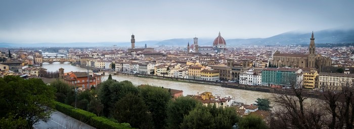 Florence panorama with Arno River and bridges
