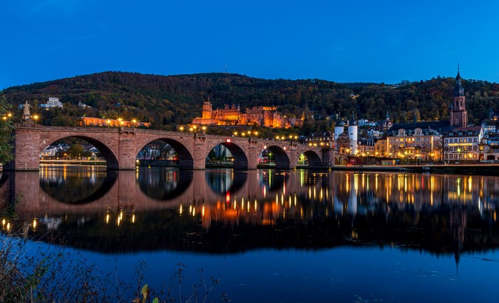 Heidelberg Castle and Bridge at Dusk