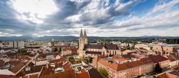Panorama of Wiener Neustadt, Lower Austria with St. George's Cathedral