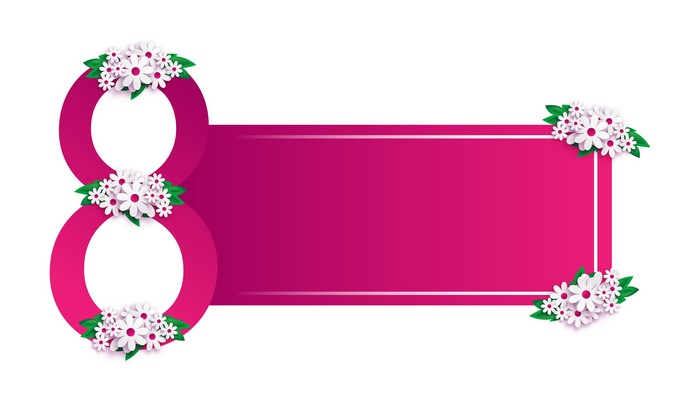 March 8th greeting card template with flowers