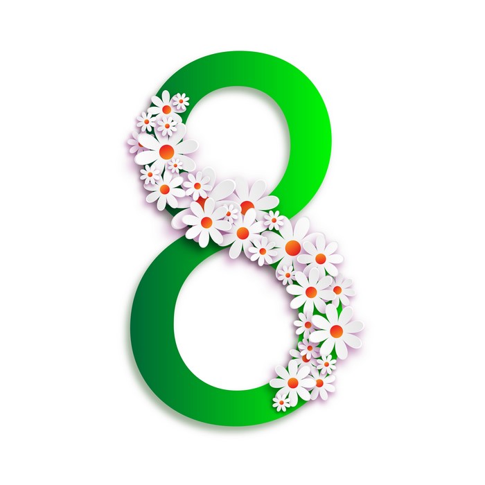 4K Green Number Eight with Camomiles