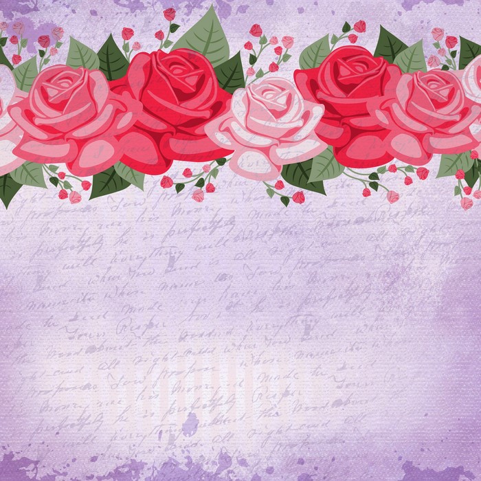 Roses painting art on paper template greeting card