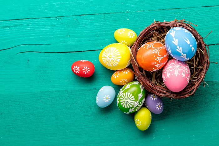 Easter Eggs in a Wicker Basket