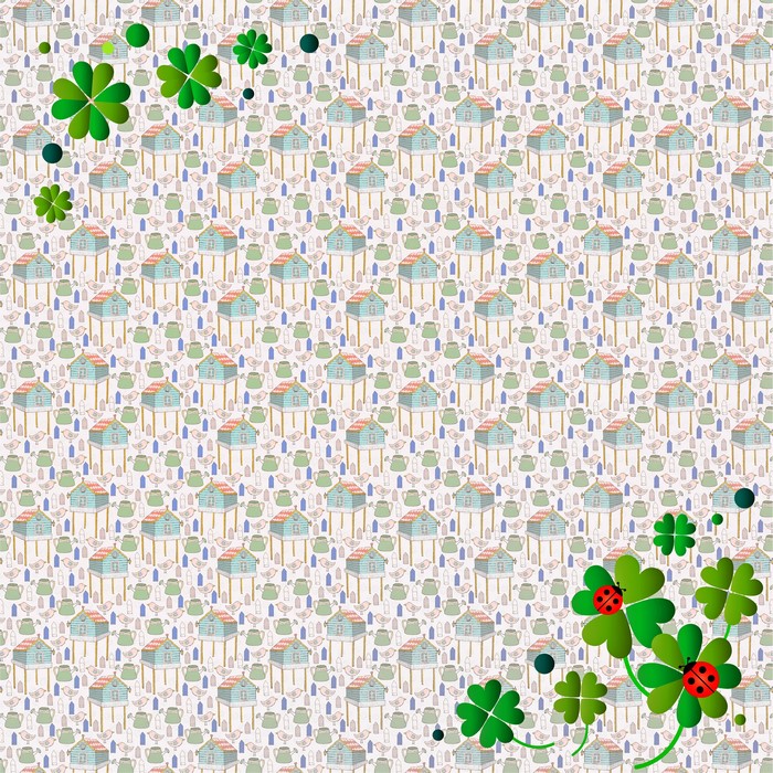 St Patrick's Day pattern with clovers and houses
