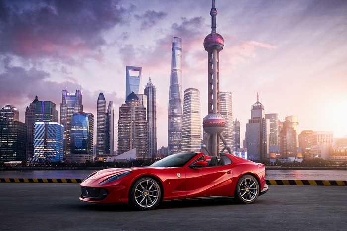 Red Ferrari 812 GTS in Shanghai