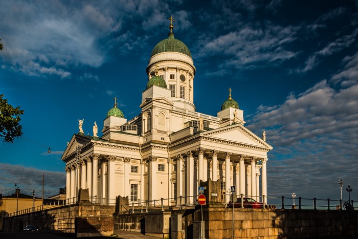 Helsinki Cathedral in Finland with Clouds