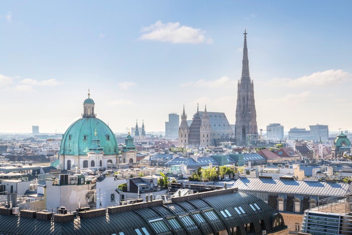 Vienna cityscape with St. Stephen's Cathedral and Dome