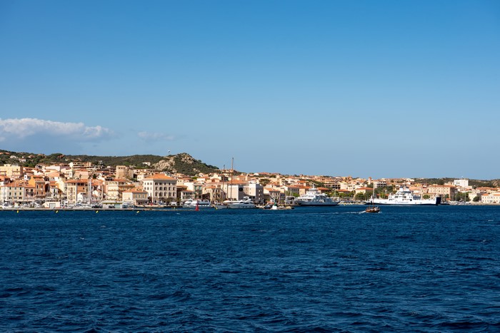 La Maddalena, Sardinia Coastline with Ships and Buildings