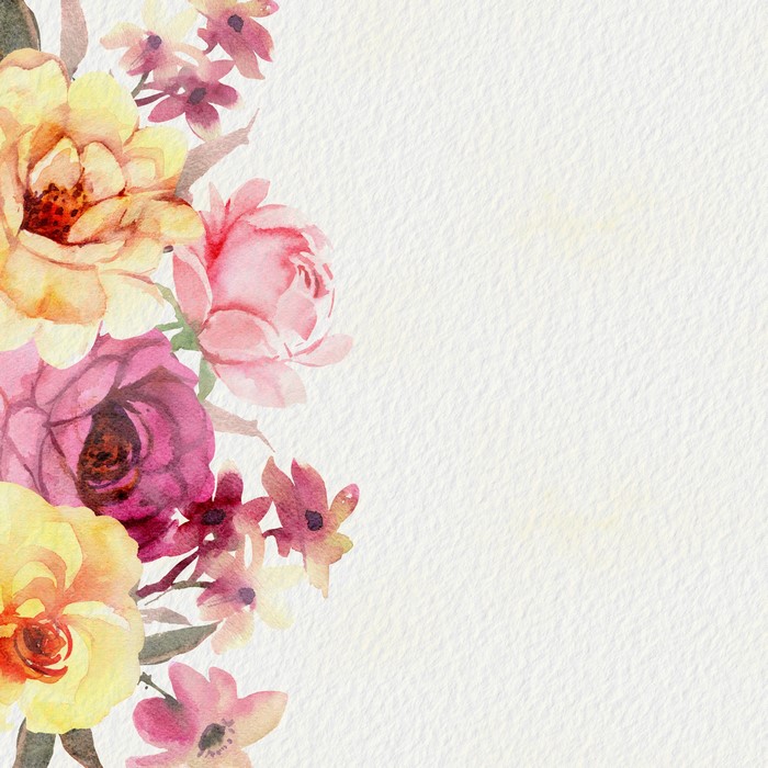 Watercolor floral painting on textured paper