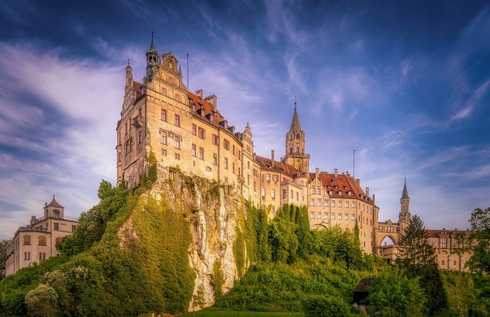 Hohenzollern Castle on a rocky cliff in Germany