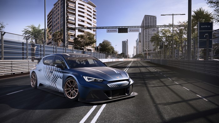 Cupra 2020-21 Leon e-Racer on a race track