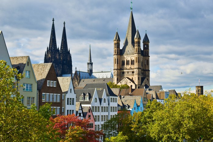 Cologne Cathedral and Houses in Autumn, Germany