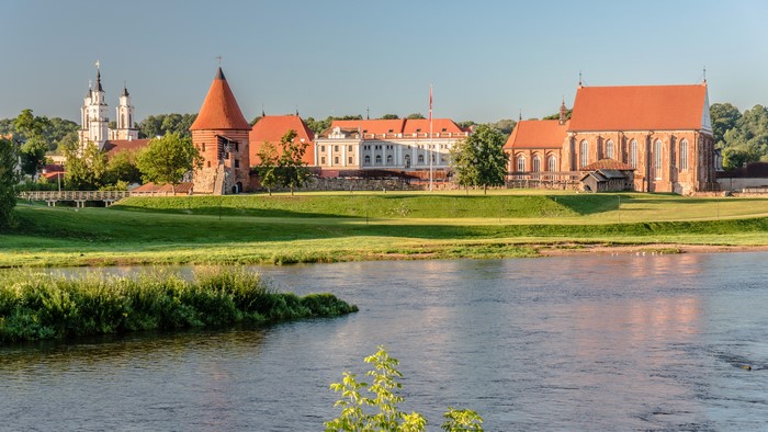 Kaunas Castle and Church on the Neris River in Lithuania