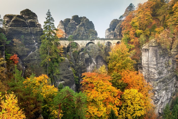 Bastei Bridge in Saxon Switzerland during Autumn
