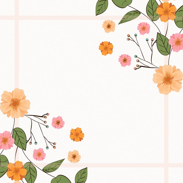 Floral painting with leaves and branches