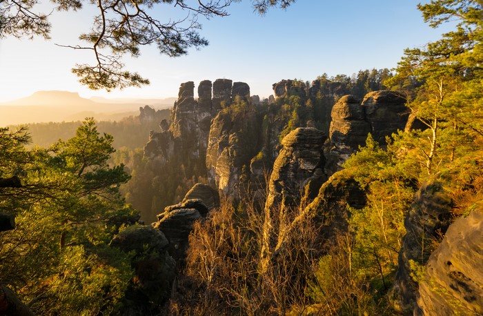 Basteigebiet Mountains Germany Crags Trees