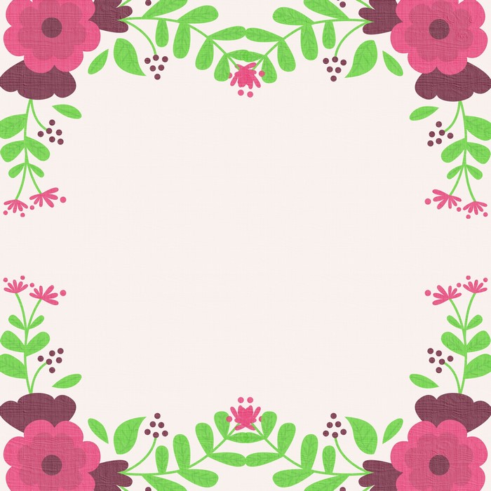 Floral Border with Pink and Burgundy Flowers