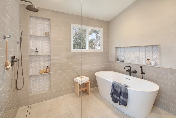 Modern Bathroom with Freestanding Tub and Shower