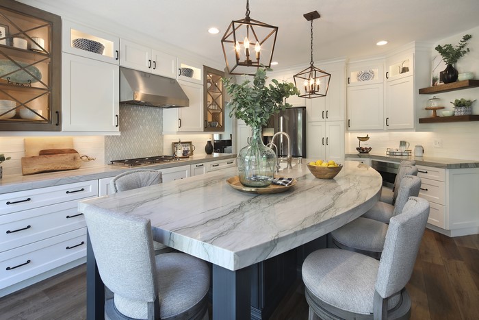 Modern Kitchen with Island and Bar Stools