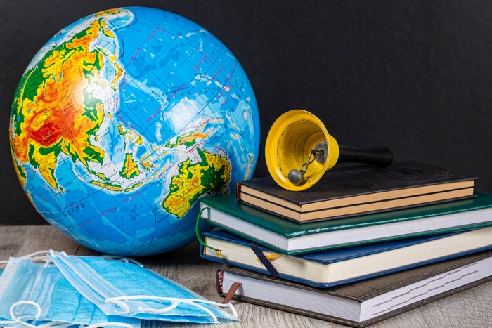 Globe, Books, Bell, and Face Masks
