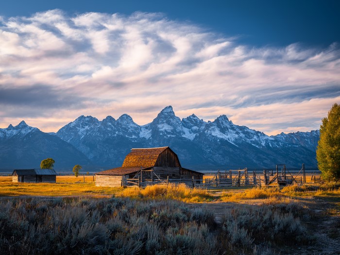 Barns and Mountains in Grand Teton National Park