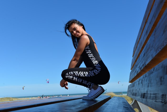 Brunette Girl Smiling in Fitness Uniform 4K