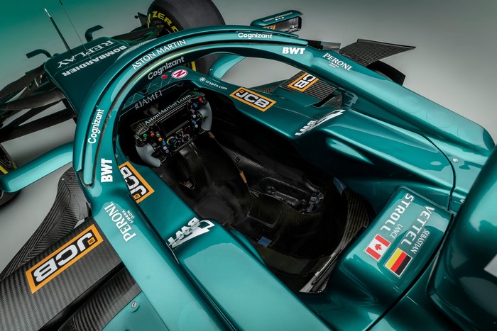 Aston Martin AMR21 Formula 1 car cockpit