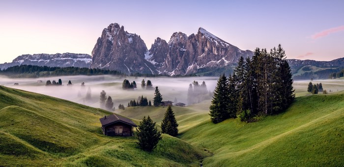 Morning Fog Over Dolomites in South Tyrol 4K