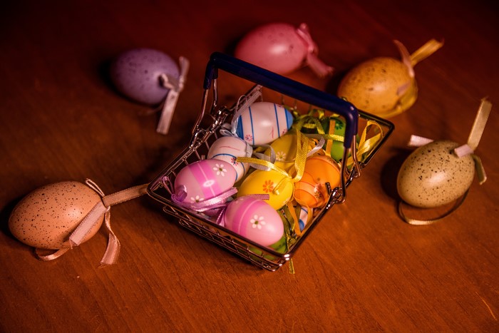 Easter Eggs in a Shopping Basket