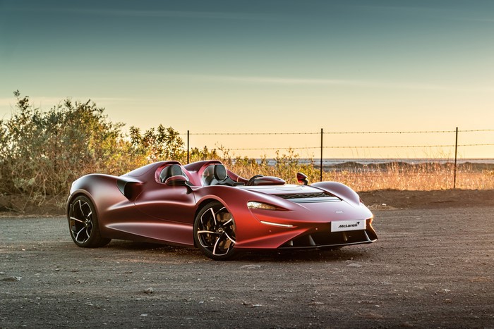 McLaren Elva Roadster in wine color
