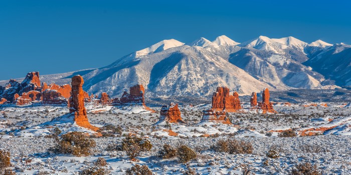 Arches National Park Panorama in Winter