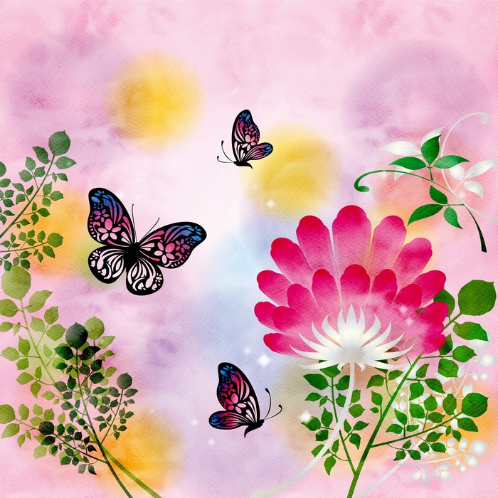 Butterflies and Flowers Painting