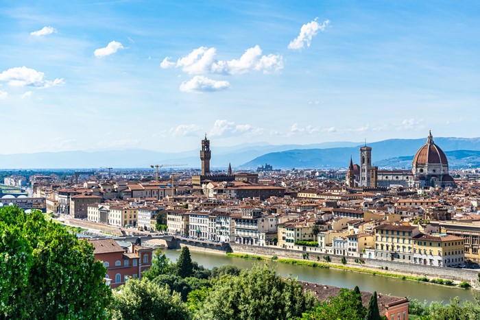 Florence cityscape with Arno River and Duomo