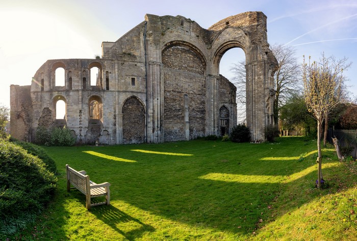 Malmesbury Abbey ruins in England