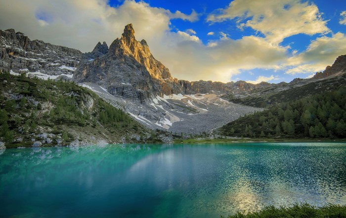 Lake and Mountains in the Dolomites, Italy