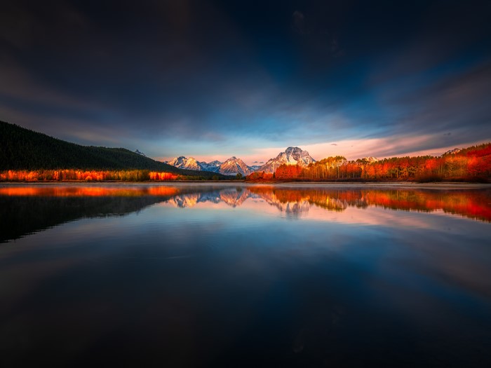 Grand Teton National Park Lake and Mountains at Sunrise