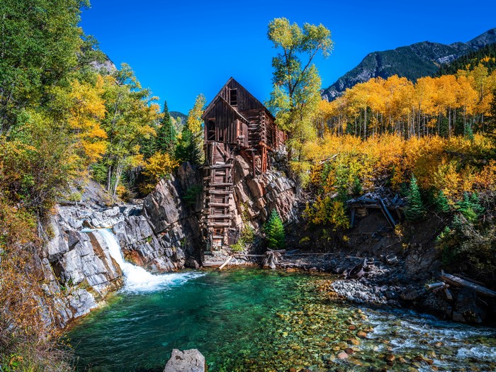 Crystal Mill in Colorado Mountains during Autumn